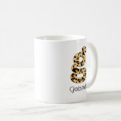 Leopard Print Initiaal g Onderkast en Naam Koffiemok (Voorkant rechts)