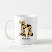 Leopard Print Initiaal h Onderkast en Naam Koffiemok (Links)