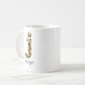 Leopard Print Initiaal j Onderkast en Naam Koffiemok (Voorkant links)