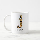 Leopard Print Initiaal j Onderkast en Naam Koffiemok (Links)