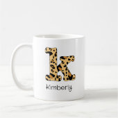 Leopard Print Initiaal k Onderkast en naam Koffiemok (Links)