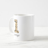 Leopard Print Initiaal l Onderkast en Naam Koffiemok (Voorkant links)