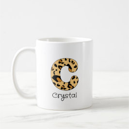 Leopard Print Initiaal Onderkast c en Naam Koffiemok