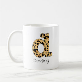 Leopard Print Initiaal Onderkast d en Naam Koffiemok