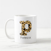 Leopard Print Initiaal Onderkast p en Naam Koffiemok (Links)