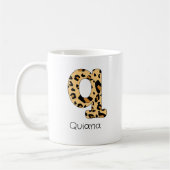 Leopard Print Initiaal Onderkast q en Naam Koffiemok (Links)