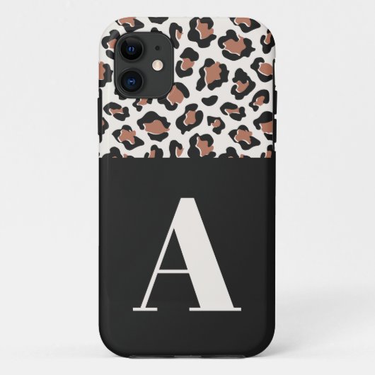 Leopard print initiaal typografie modern terracott Case-Mate iPhone case (Achterkant)