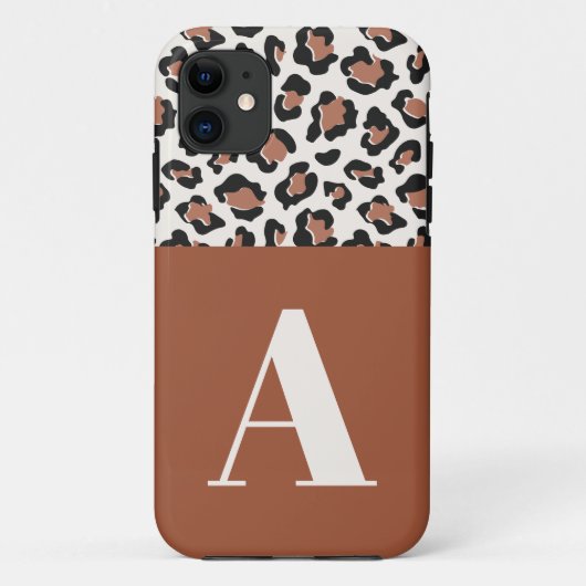 Leopard print initiaal typografie modern terracott Case-Mate iPhone case (Achterkant)