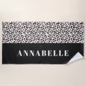 Leopard print initiaal typografie roze girly moder strandlaken (Voorkant)
