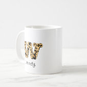 Leopard Print Initiaal w Onderkast en Naam Koffiemok (Voorkant links)