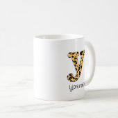 Leopard Print Initiaal y Lowercase en naam Koffiemok (Voorkant rechts)