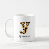 Leopard Print Initiaal y Lowercase en naam Koffiemok (Links)