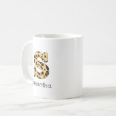 Leopard Print Initiaal's Lowercase en naam Koffiemok (Voorkant links)