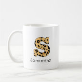 Leopard Print Initiaal's Lowercase en naam Koffiemok (Links)