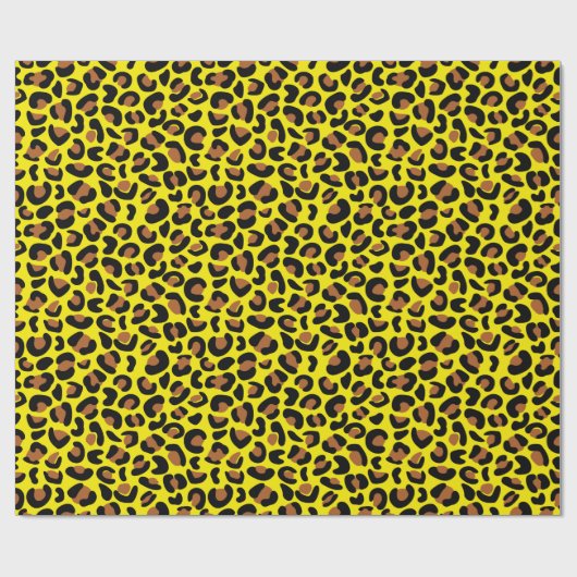 Leopard Print Jubileum Gift Geel Naadloos Cadeaupapier (Vlak)