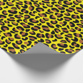 Leopard Print Jubileum Gift Geel Naadloos Cadeaupapier