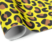Leopard Print Jubileum Gift Geel Naadloos Cadeaupapier (Rol Hoek)