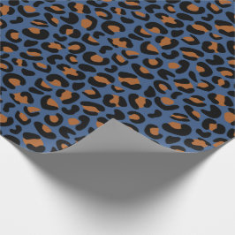 Leopard Print Jubileum Gifts Donkerblauw Naadloos Cadeaupapier