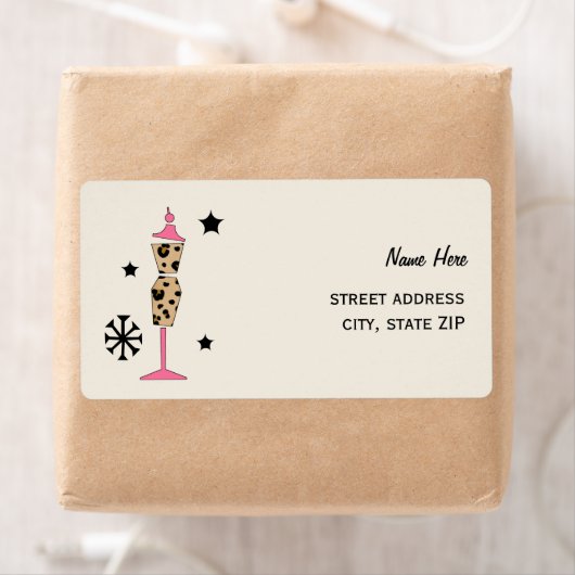 Leopard Print Jurk Formulier Verzendlabels Etiket (Insitu)