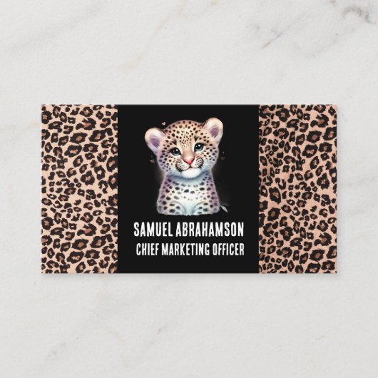 Leopard Print Kawaii Premier Visitekaartje (Voorkant)