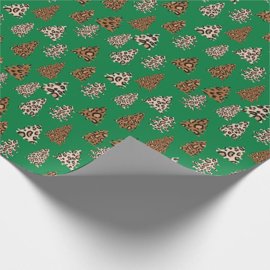 Leopard Print kerstbomen groen Cadeaupapier (Hoek)