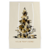  Leopard Print Kerstboom Gift Bag Medium Cadeauzakje (Achterkant)