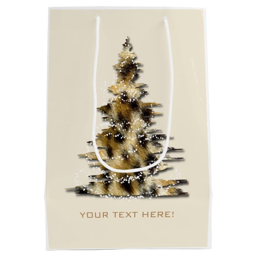  Leopard Print Kerstboom Gift Bag Medium Cadeauzakje (Achterkant)