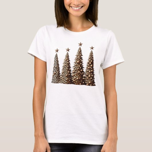 Leopard Print Kerstboom T-shirt (Voorkant)