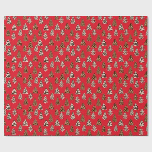Leopard Print Kerstred Cadeaupapier (Vlak)