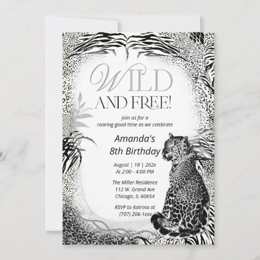 Leopard Print Kinderverjaardag Kaart (Voorkant)