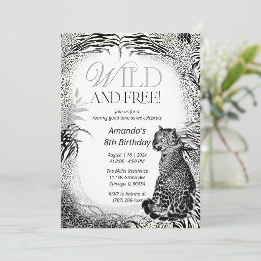 Leopard Print Kinderverjaardag Kaart (Staand voorkant)