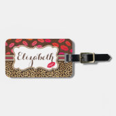 Leopard Print Kisses Persoonlijk adres Bagagelabel (Voorkant horizontaal)