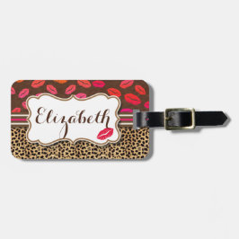 Leopard Print Kisses Persoonlijk adres Bagagelabel