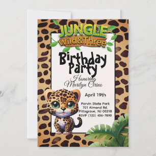 Leopard Print Kitty Cat Wild & Drie Verjaardag 🐆 Kaart