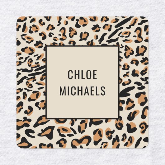 Leopard Print Kleur Gecodeerd Ijzer op naam Labels (Design 2)