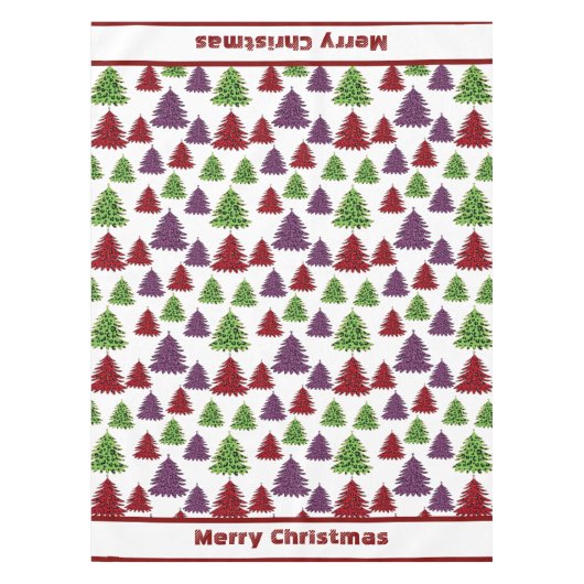 Leopard Print Kleurrijke Bomen Vrolijk Kerstfeest Tafelkleed (Voorkant)