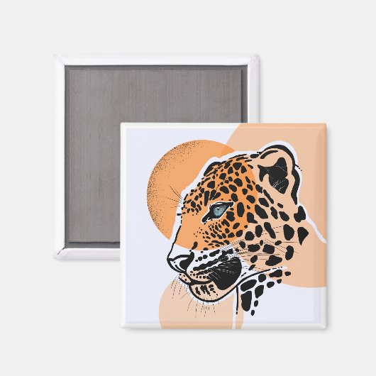 Leopard Print Koelkastmagneet – Square Animal Art Magneet (Voorkant / Achterkant)