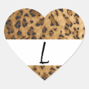 Leopard Print L monogram initialen Hart Sticker