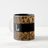 Leopard Print L monogram initialen Koffie Mok Cup (Voorkant links)