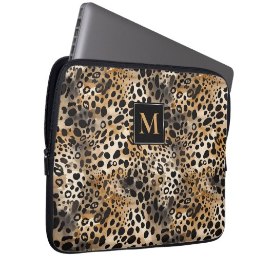 Leopard Print Laptop Sleeve (Voorkant Rechts)