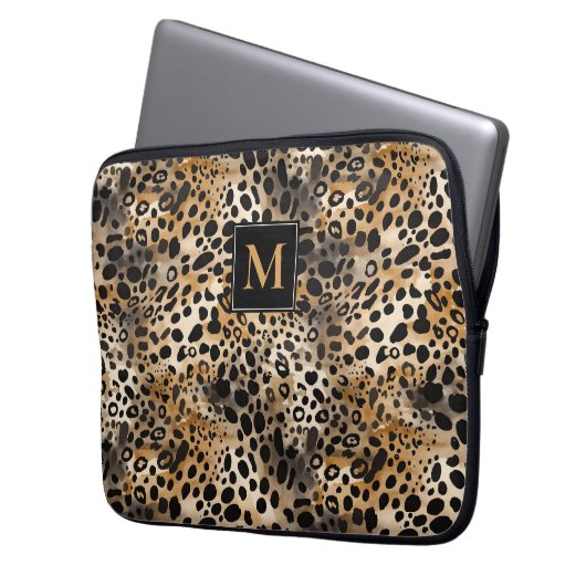 Leopard Print Laptop Sleeve (Voorkant Links)