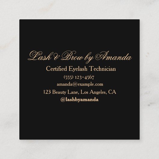 Leopard Print Lash Tech Bold Minimalistisch Ontwer Vierkante Visitekaartje (Achterkant)