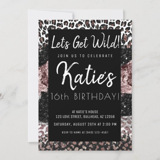 Leopard Print Laten we 's avonds vrije Roos Gold k Kaart (Voorkant)