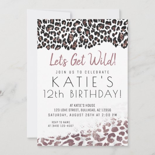 Leopard Print Laten we 's avonds vrije Roos Gold k Kaart (Voorkant)