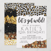 Leopard Print Laten we 's avonds Wilde Gold Glitte Kaart (Voorkant / Achterkant)