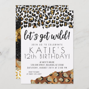 Leopard Print Laten we 's avonds Wilde Gold Glitte Kaart
