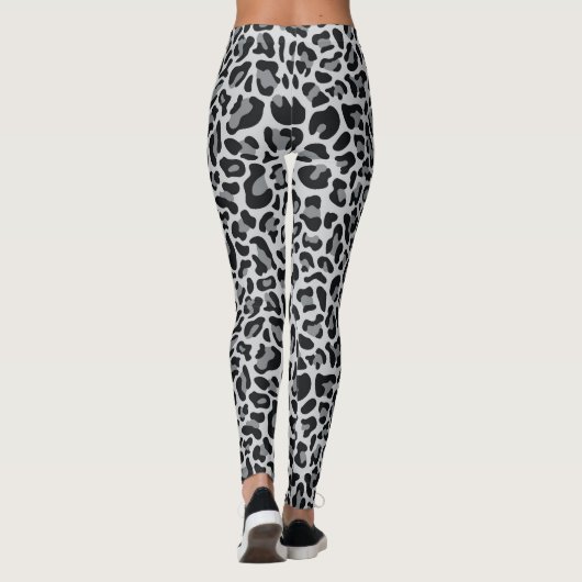 Leopard Print Leggings grijs zilver zwart (Achterkant)