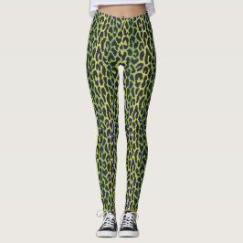 Leopard Print Leggings in Oerwoud Groen