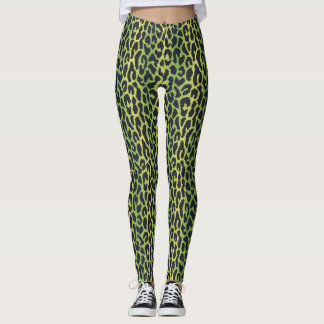 Leopard Print Leggings in Oerwoud Groen