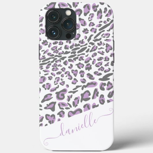 Leopard Print Lila grijs legant Script Name Case-Mate iPhone Case (Achterkant)